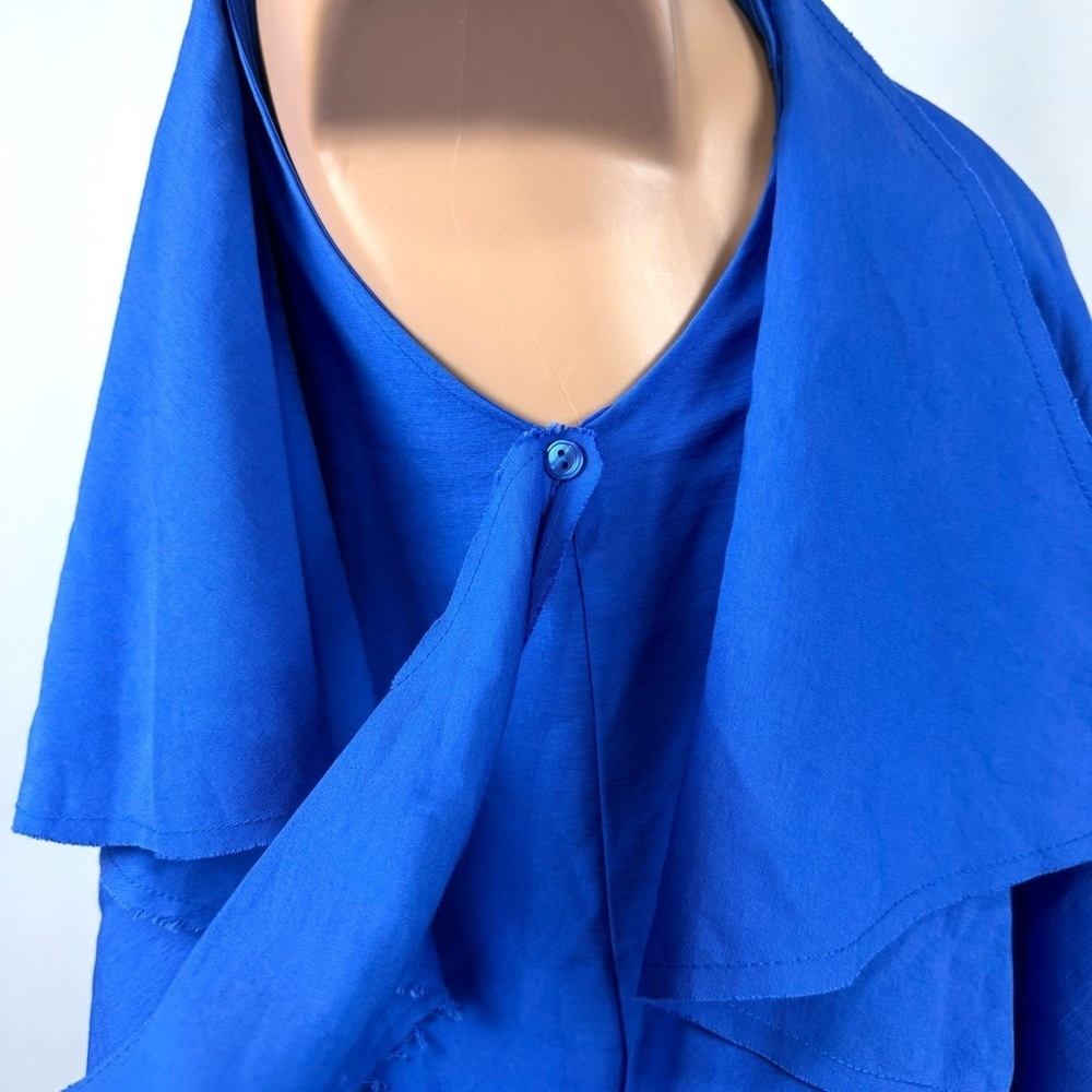 NWT Tisse Brazilian Sz L Royal Blue Mini Dress With Draped Ruffles Boho Grunge - Picture 10 of 16